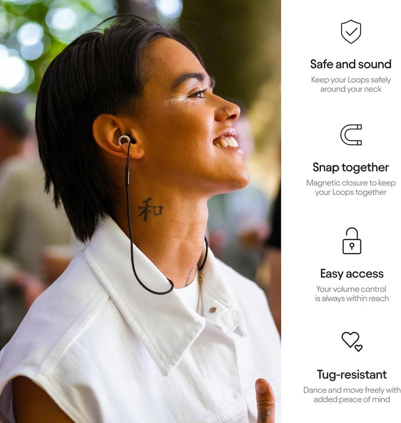 Loop Official Connector Cord For Earplugs - Magnetic Tug-Resistant Safety Cord - Charcoal - Image 4